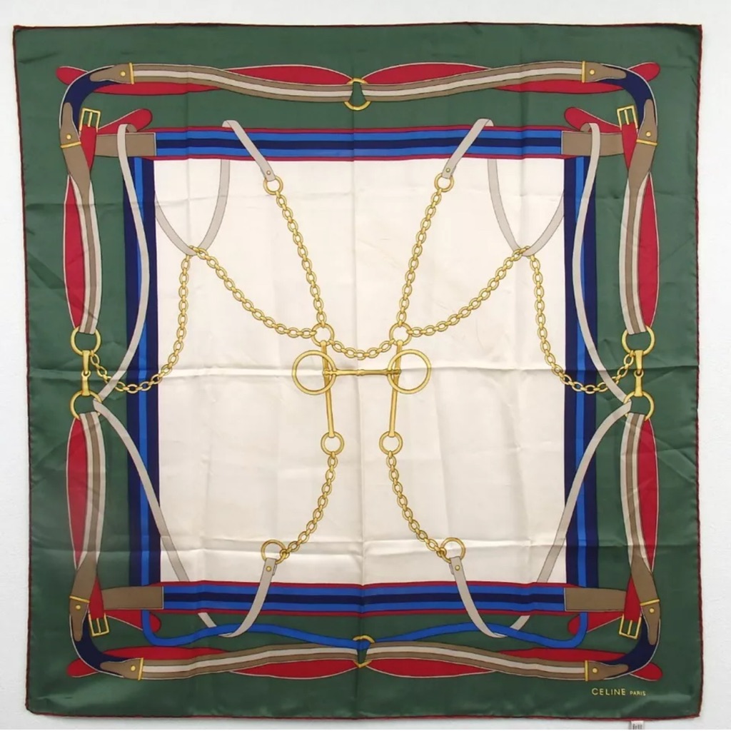 Authentic Celine Silk Scarf Gorgeous Design Euc